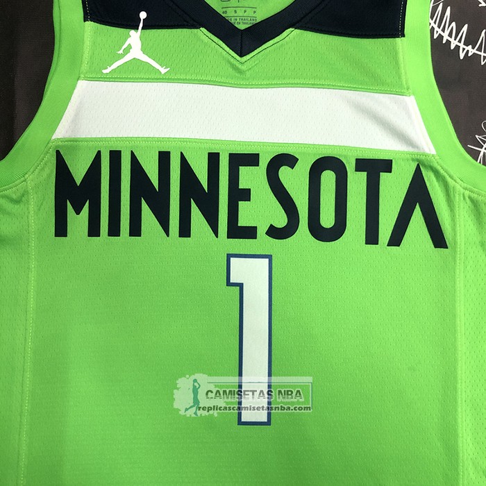 Camiseta Minnesota Timberwolves Anthony Edwards Towns NO 1 Statement 2020-21 Verde